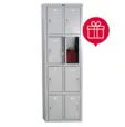 Метален гардероб PMT с 8 отделения 183х60х50 см - сниман отпред, в промо комплект с лампа, затворен, сив