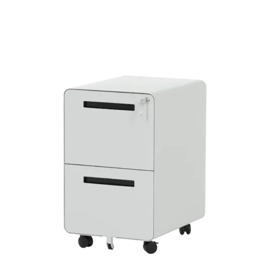 Метален контейнер K BTL с 2 чекмеджета, сив, сниман от десен ъгъл, празен, затворени чекмеджета