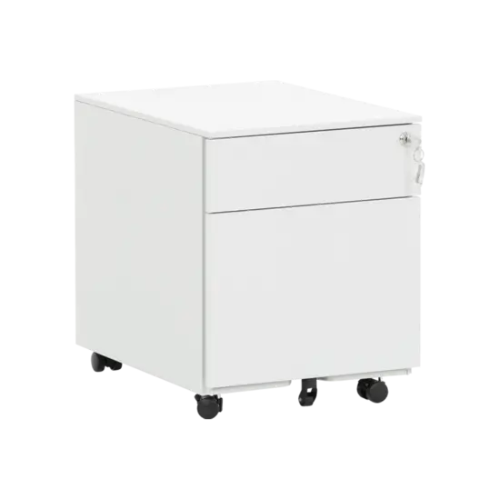 Метален контейнер K BTL с 2 чекмеджета - сниман от ляв ъгъл, със затворени чекмеджета, сив