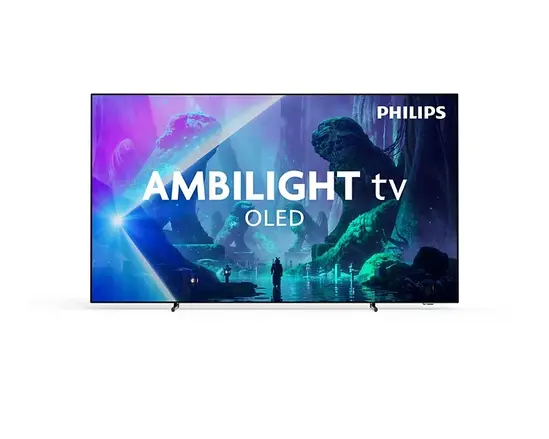 Телевизор Philips 55OLED801/12, 55" 4K UHD OLED, 3840x2160, 120Hz VRR, DVB-T/T2/C/S/S2, 3 sided Ambilight, HDR10+, Titan OS, Dolby Vision, Atmos, DTS:X, P5 Perfect Picture /Al, AirPlay, BT 5.2, 4*HDMI, 2* USB, 802.11ac, 20W RMS