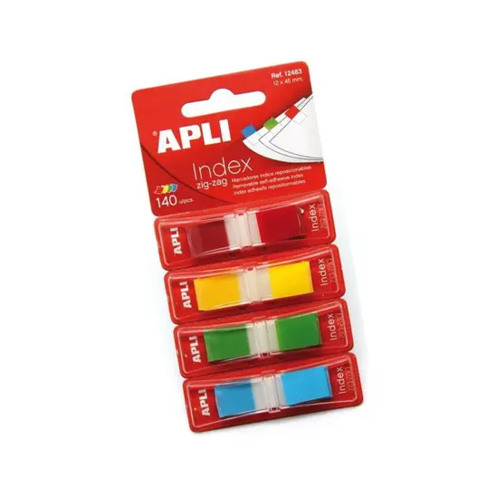 Самозалепващи индекси 12x45мм Zig-Zag 4 цвята в диспенсър
