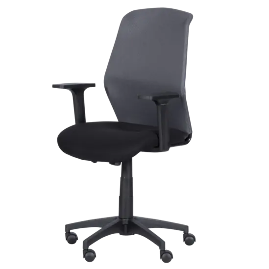 Работен стол ЗЛАТАН- сив с черно, дамаска, полипропиленова кръстачка