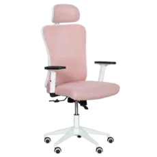 Директорски стол МЕЛИСА- сниман отпред, розов цвят, бяла кръстачка