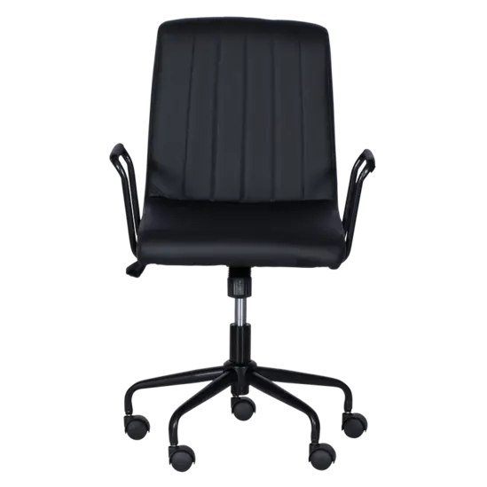 Работен стол ПЛАМЕН-снимка отпред, черна база с колелца