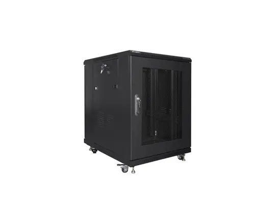 Комуникационен шкаф Lanberg rack cabinet 19' free-standing 15U600x800 (flat pack) with mesh door black