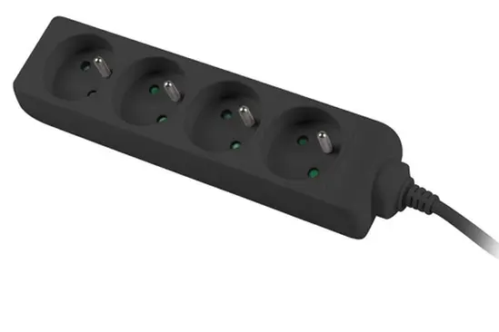 Разклонител Lanberg power strip 1.5m, 4 sockets, french quality-grade copper cable, black