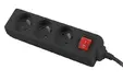 Разклонител Lanberg power strip 1.5m, 3 sockets, french with circuit breaker quality-grade copper cable, black