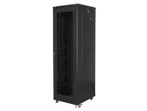 Комуникационен шкаф Lanberg rack cabinet 19' free-standing 42U600x800 (flat pack) with mesh door black