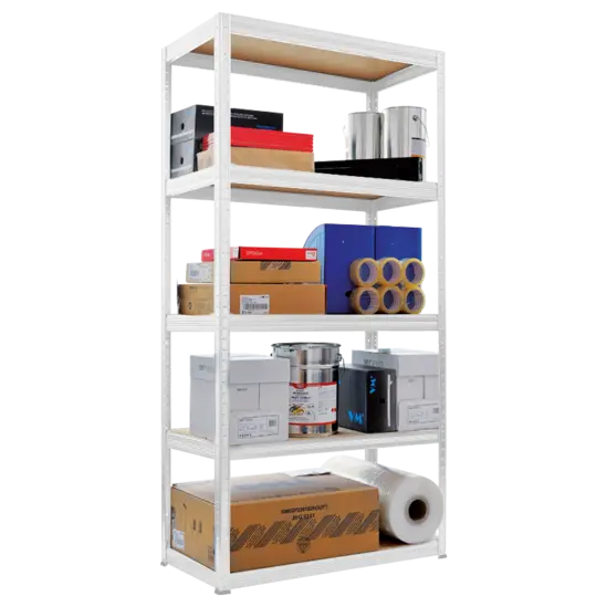 Метален стелаж 180х90х45 см - бял, 175 кг товароносимост