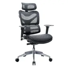 Работен стол ХЕРМЕС- снимка отпред, меш, черен цвят