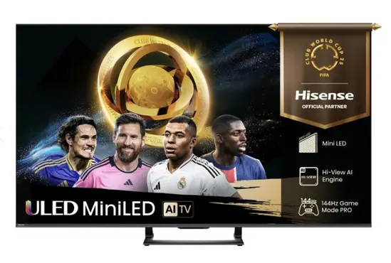 Телевизор Hisense 65'U7Q, 4K Ultra HD 3840x2160, ULED, FALD, Quantum Dot, 144Hz, IPS, HDR 10+, HLG, Dolby Vision IQ, Dolby Atmos, Smart TV, WiFi 5GHz, WiFi Direct, BT, Anyview Cast,light sensor, 4xHDMI, 2xUSB, LAN, CI+, DVB-T2CS2, Black