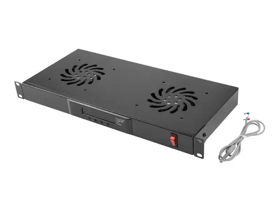 Аксесоар Lanberg 19' fan unit  ventilation panel with lcd 2 fans + thermostat, 230V, black