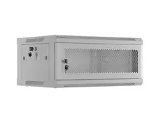 Комуникационен шкаф Lanberg rack cabinet 19' wall-mount 4U600x450 with perforated door grey (flat pack)