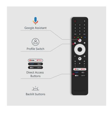 Телевизор Thomson Smart MiniLED TV 75'; Google TV; 3840 x 2160 (4K UHD), 1500000:1, LED, 144 Hz, DVB-T/T2/C/S/S2, HDR10, Wi-Fi, Bluetooth, LAN, HDMI 4 (2.1), USB 2 (2.0) + 1 (3.0), Central Stand, Black
