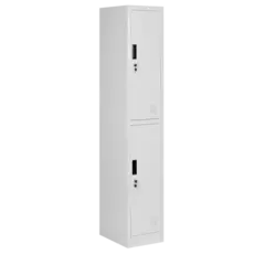 Метален гардероб BTL К с 2 отделения 185х30х45 см - сниман под ъгъл, сив, затворени врати