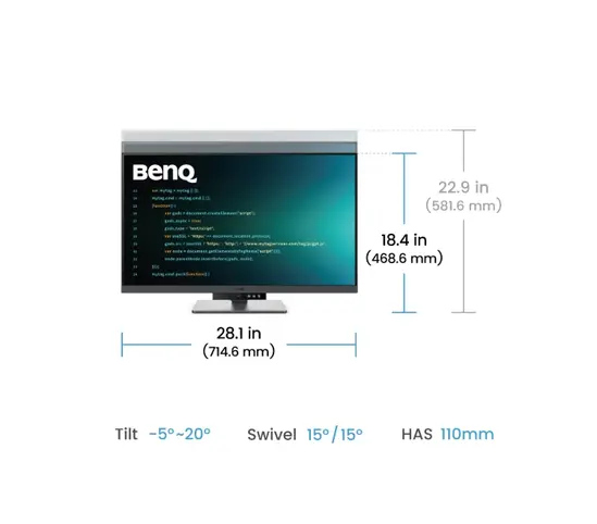 Монитор BenQ RD320U 31.5" IPS, 3:2, 3840x2160, 5ms, Nano Matte, 98% P3, HDR 400, MoonHalo, B.I. Gen2, KVM Switch, DualView Plus, PIPPBP, 2000:1, 2x HDMI 2.0, DP 1.4 x1, USB-C 90W x1, USB HUB, Speakers 2Wx2, Height Adj. Stand 110 mm, Display Pilot 2, 7.3 