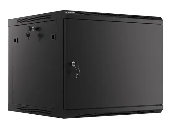 Комуникационен шкаф Lanberg rack cabinet 19' wall-mount 9U600x600 for self-assembly with metal door black (flat pack)