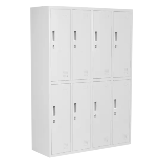 Гардероб метален BTL с 8 отделения 16210945 -сниман отстрани, празен, затворени врати, сив