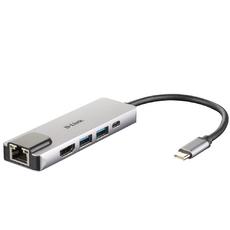 USB хъб D-Link 5-in-1 USB-C Hub with HDMI/Ethernet and Power Delivery