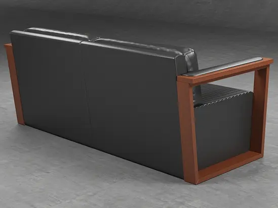 Диван триместен ДРАМА NORMA 03- снимат отзад, черен цвят кожа