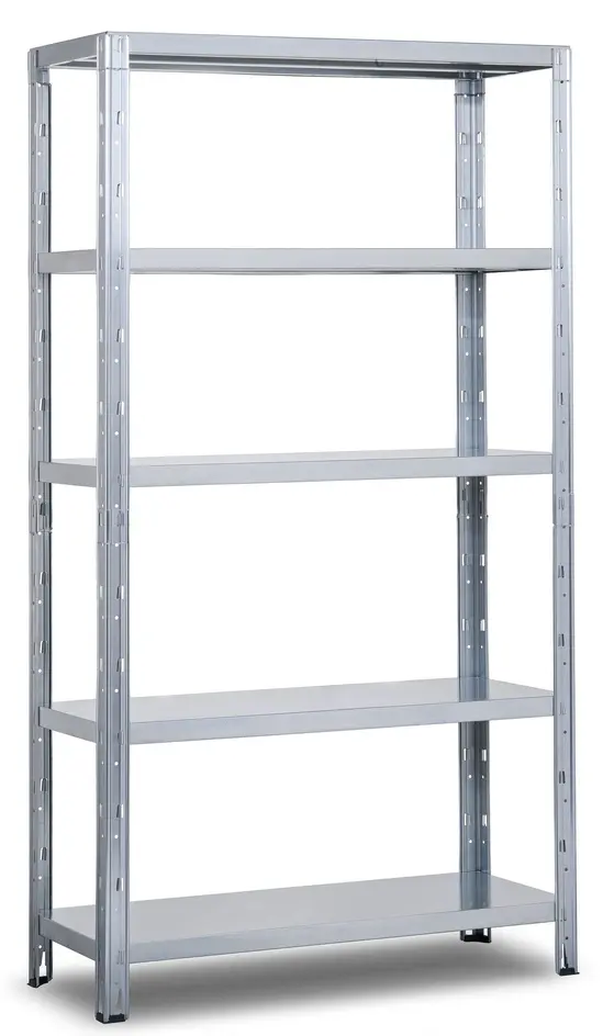 Снимка отпред – здрава метална конструкция на стелажа