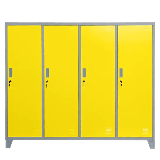 Метален гардероб BTL JZ с 4 отделения 150x159x40 см жълт с 4 затворени врати и заключване