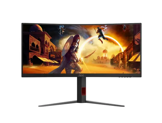 Монитор AOC CU34G4Z, 34" Curved 1500R, VA, WLED, 3440x1440@240Hz, 1ms GtG, 0.3ms MPRT, 450cd m/2, 2500:1, 80M:1 DCR, Adaptive Sync, FlickerFree, Low Blue Light, Tilt, Height Adjust, Pivot, Swivel, 2xHDMI, DP, USB hub