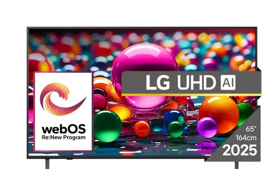Телевизор LG 65UA75003LA, 65" 4K UltraHD TV 4K (3840x2160), DVB-T2CS2, webOS 25 Smart, ThinQ AI, Alpha 7 AI Processor, WiFi, HDR10 pro, HLG, ALLMHGiG, 4K Upscaling, AI Sound pro, Multiple View, HDMI eARC, LAN, USB, Bluetooth, Google Cast, 2 Pole Stand,