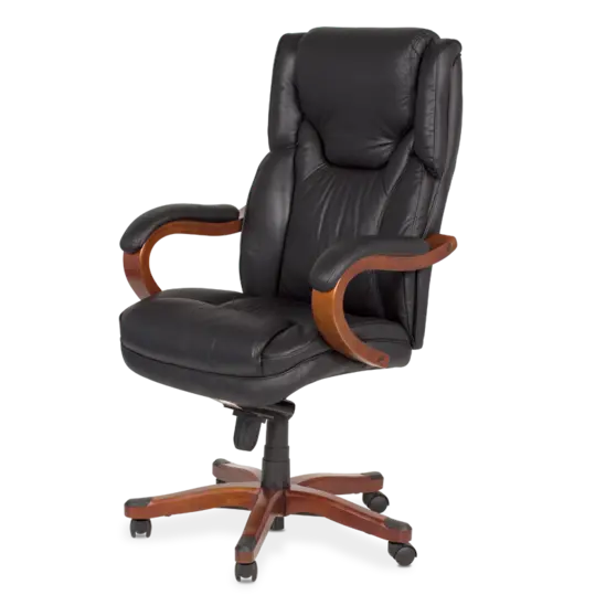 Директорски стол ВЕЛИМИР-снимка отстрани, естествена кожа,черен цвят