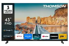 Телевизор Thomson 43" FHD Google TV; 1920 x 1080 (FHD), DLED, 60 Hz, HDR10, Dolby Audio, Google Cast, DVB-TT2CSS2, Wi-Fi, Bluetooth, LAN, HDMI 3 (1.4), USB 2 (2.0), Hotel mode, Side Feet, Black