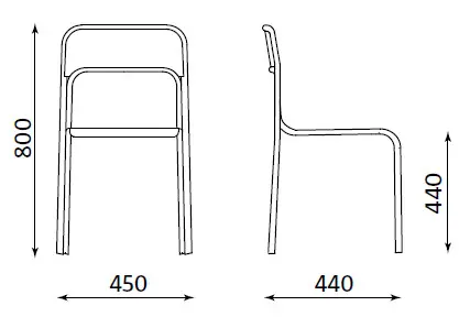 Посетителски стол КОРТИНА- схема,размер на стол