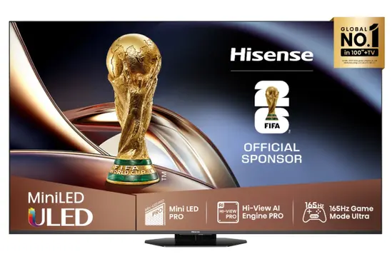 Телевизор Hisense 75" U8Q, 4K Ultra HD 3840x2160, Mini Led Pro, FALD, Quantum Dot, 165Hz, IPS, HDR 10+, HLG, Dolby Vision IQ, Dolby Atmos, Smart TV,Light Sensor,WiFi 5GHz, WiFi Direct, BT, Anyview Cast, 3xHDMI, 2xUSB, LAN, CI+, DVB-T2/C/S2, Black