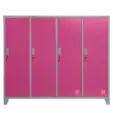 Метален гардероб BTL JZ с 4 отделения 150x159x40 см розов с 4 затворени врати и заключване