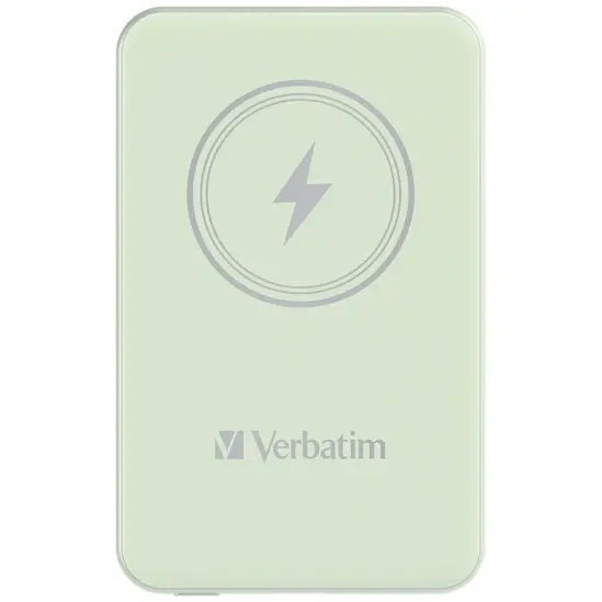 Външна батерия Verbatim MCP-5GN Power Pack 5000 mAh with UBS-C® PD 20W  Magnetic Wireless Charging 15W Green