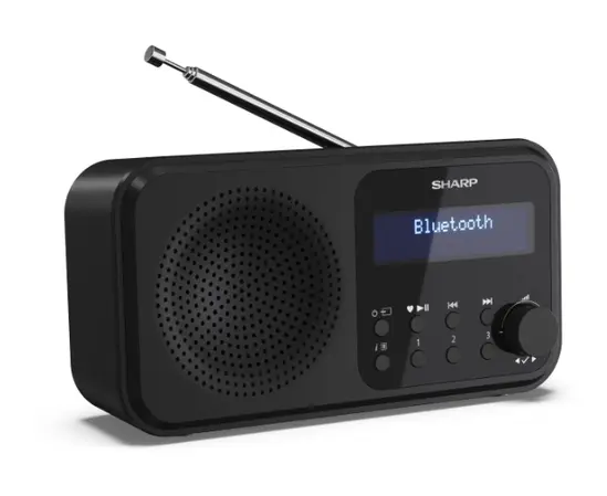 Радио Sharp Radios DR-P420(BK), PORTABLE DIGITAL RADIO, Bluetooth 5.0, 20 DAB+DABFM, Auto timedate, LCD Display, Dual alarm,Micro USB x1 (power supply),3.5mm Headphone jack  line-out, Black