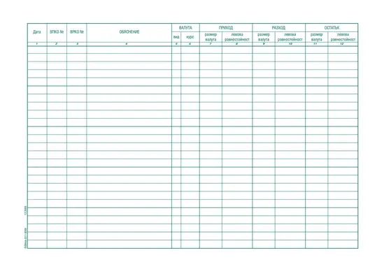 Касова книга за паричните средства във валута