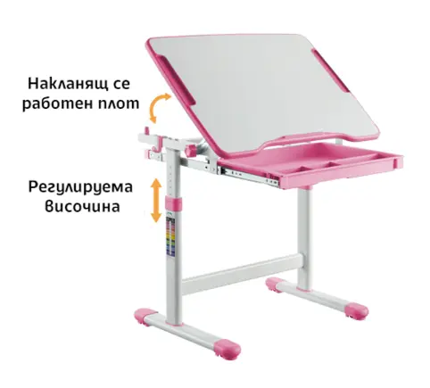 Комплект ученически чин и стол 201 розов