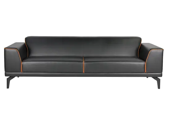 Триместен диван САМУИЛ SOLO 03- снимка в профил, черен цвят на кожата