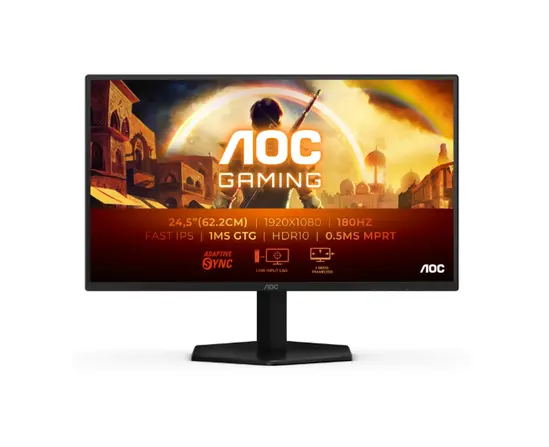 Монитор AOC 25G42E, 24.5' Fast IPS WLED, 1920x1080@180Hz, 1ms GtG, 0.5ms MPRT, 300cd m2, 1000:1, 80M:1, Adaptive Sync, FlickerFree, Low Blue Light, Tilt, HDMI, DP