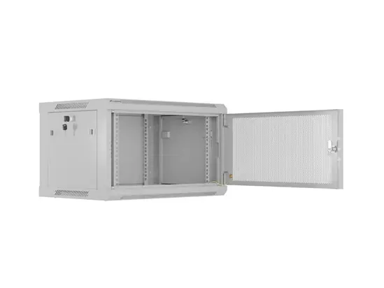 Комуникационен шкаф Lanberg rack cabinet 19' wall-mount 6U600x450 with perforated door grey (flat pack)