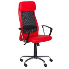 Директорски стол ВЕЛИСЛАВ- червен цвят, черен меш