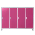 Метален гардероб BTL JZ с 4 отделения 130x160x40 см розов с 4 затворени врати, сниман отпред