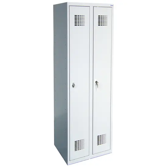 Метален гардероб FRT с 2 отделения 180х60х50 см - сниман отпред, двете врати затворени, сив