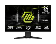 Монитор MSI MAG 244F Gaming Monitor, 23.8", 0.5ms, 200Hz Rapid IPS, 1920x1080, AMD FreeSync Premium, AI Vision, Console Mode, HDR Ready, 300nits AG, 1.07B, 1000:1, 100M:1, DP(1.2a), HDMI(2.0b), Headphone out, Tilt, VESA 100, Black, 2.9kg