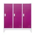 Метален гардероб с 3 отделения 120x40x120 см 4 цвята- цикламен, сниман отпред, затворен