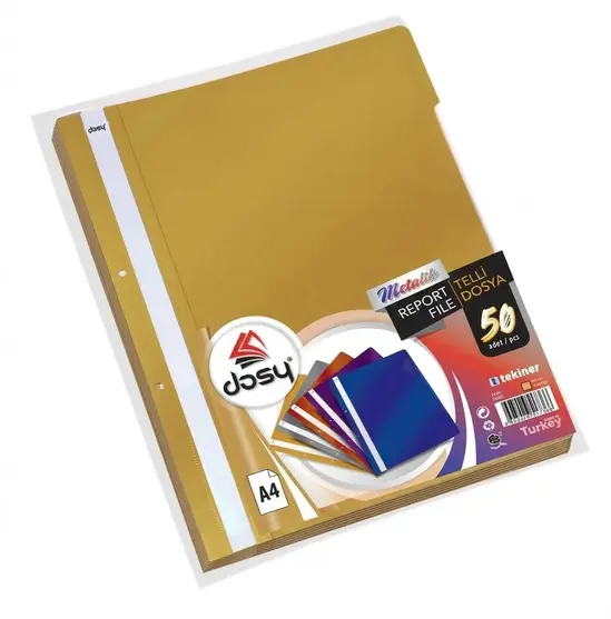 Папка PVC с перфорация 50 броя злато - пакет