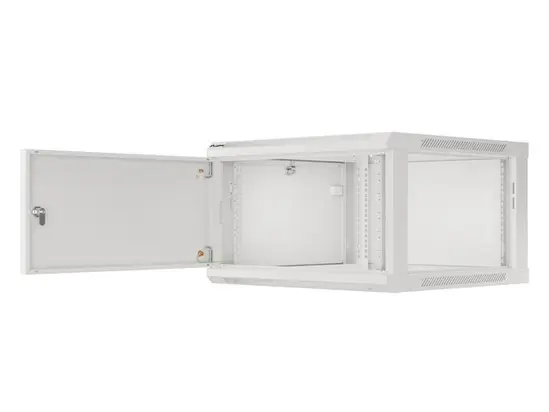 Комуникационен шкаф Lanberg rack cabinet 19' wall-mount 6U600x600 for self-assembly with metal door grey (flat pack)