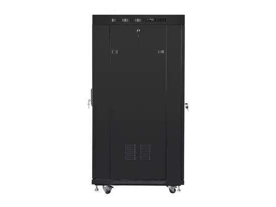 Комуникационен шкаф Lanberg rack cabinet 19' free-standing 27U  600x800 self-assembly flat pack with glass door LCD, black