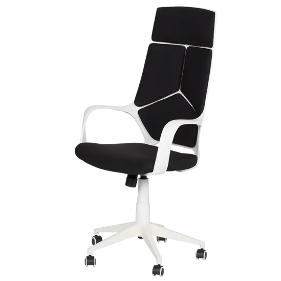 Директорски стол ЯКИМ бял-снимка отстрани, модерен дизайн