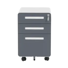 Метален контейнер H BTL с 3 чекмеджета, сив, с графитени вратички, сниман в профил, със затворени чекмеджета